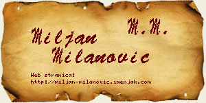 Miljan Milanović vizit kartica